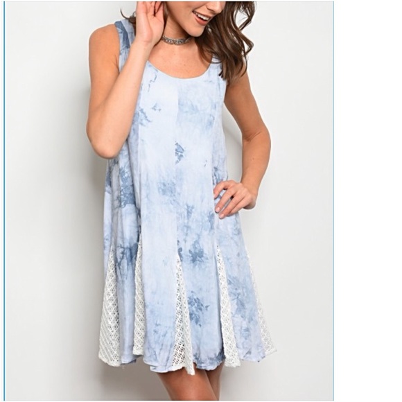 Boho Flowy Tie Dye Lace Shift Dress SML - Picture 4 of 6